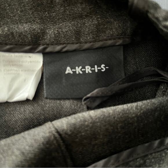 Akris dark grey wool career pants flat front size zip size 10 - Picture 9 of 10